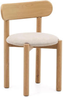 Kave Home Eetkamerstoel 'Nebai' Eikenhout en chenille, kleur Beige Naturel