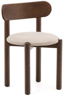 Kave Home Eetkamerstoel 'Nebai' Eikenhout en chenille, kleur Bruin