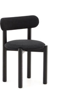 Kave Home Eetkamerstoel 'Nebai' Eikenhout en chenille, kleur Zwart