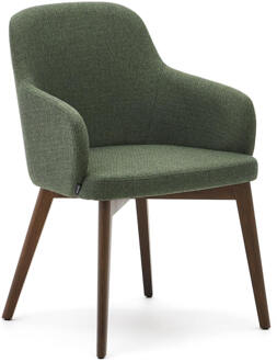 Kave Home Eetkamerstoel 'Nelida' Walnoot, kleur Groen