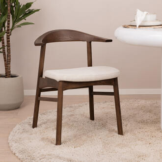 Kave Home Eetkamerstoel 'Timons' Eikenhout en chenille, kleur Walnoot