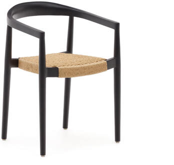 Kave Home Eetkamerstoel 'Ydalia' Teakhout, kleur Naturel/Zwart
