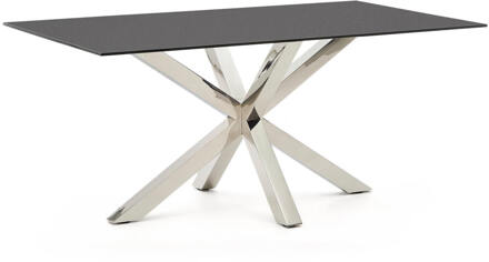 Kave Home Eettafel 'Argo' Glas, 160 x 90cm, kleur Zwart - 160 x 90 cm