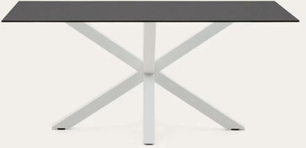 Kave Home Eettafel 'Argo' Glas, 160 x 90cm, kleur Zwart - 160 x 90 cm