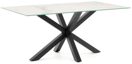 Kave Home Eettafel 'Argo' Keramiek, 160 x 90cm, kleur Zwart Wit - 160 x 90 cm