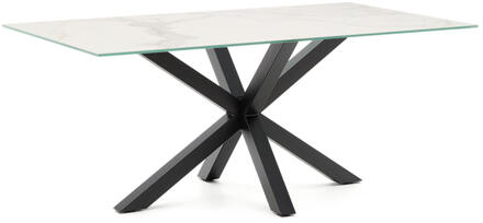 Kave Home Eettafel 'Argo' Keramiek, 180 x 100cm, kleur Wit - 180 x 100 cm