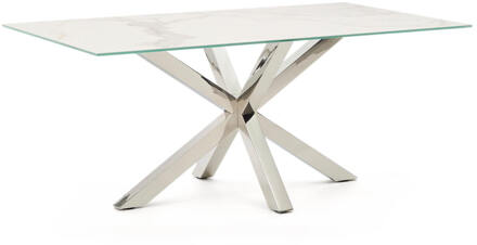 Kave Home Eettafel 'Argo' Keramiek, 180 x 100cm, kleur Wit - 180 x 100 cm