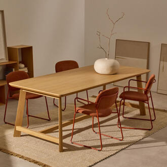 Kave Home Eettafel 'Idun' Eikenhout, 220 x 100cm Naturel