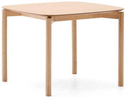 Kave Home Eettafel 'Indara' Essen en rubberhout, 100 x 100cm Naturel - 100 x 100 cm