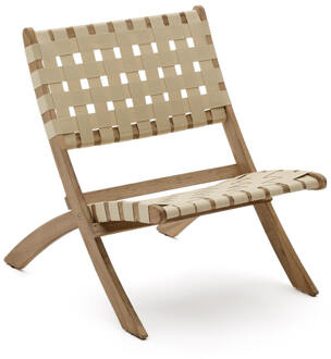 Kave Home Fauteuil 'Chabeli' Acaciahout, kleur Crème