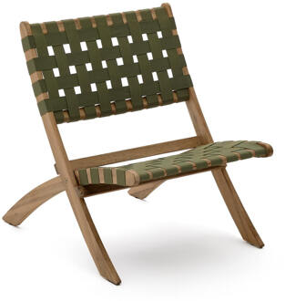 Kave Home Fauteuil 'Chabeli' Acaciahout, kleur Donkergroen