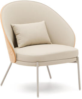 Kave Home Fauteuil 'Eamy' Lederlook, kleur Beige