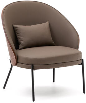 Kave Home Fauteuil 'Eamy' Lederlook, kleur Bruin