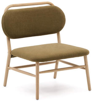 Kave Home Fauteuil 'Helda' Chenille en eikenhout, kleur Groen