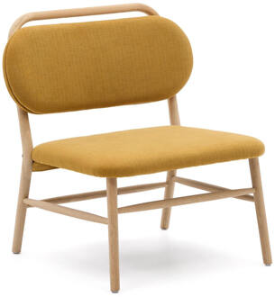 Kave Home Fauteuil 'Helda' Chenille en eikenhout, kleur Mosterdgeel