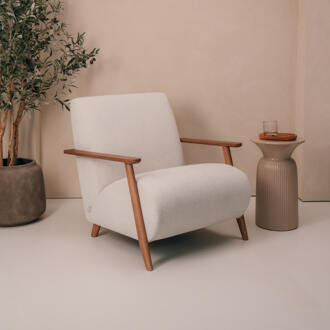 Kave Home Fauteuil 'Meghan' Chenille, kleur Beige/Bruin