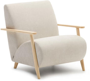 Kave Home Fauteuil 'Meghan' Chenille, kleur Beige/Naturel