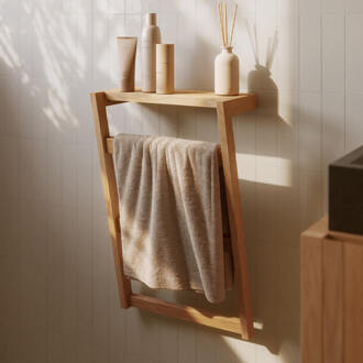 Kave Home Handdoekrek Kuveni massief teakhout 40 x 63 cm