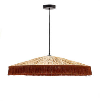 Kave Home Hanglamp 'Pollensa' Raffia, 75cm, kleur naturel / terracotta - 75 cm