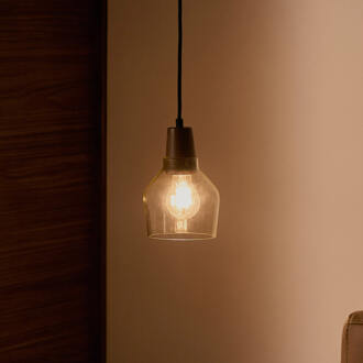 Kave Home Hanglamp 'Silex' Notenhout en glas, 13cm Grijs - 13 cm