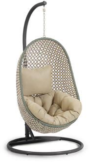 Kave Home Hangstoel met standaard 'Cira' kleur Groen/Donkergrijs