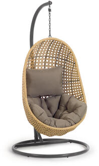 Kave Home Hangstoel met standaard 'Cira' kleur Naturel/Donkergrijs Naturel/Grijs
