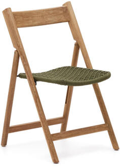 Kave Home Inklapbare Tuinstoel 'Dandara' Acaciahout en touw, kleur Donkergroen