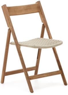 Kave Home Inklapbare Tuinstoel 'Dandara' Acaciahout en touw, kleur Wit