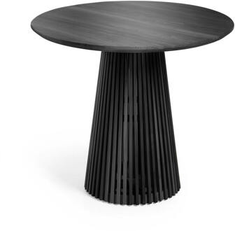 Kave Home Jeanette ronde massief witte cederhouten tafel in zwart, Ø