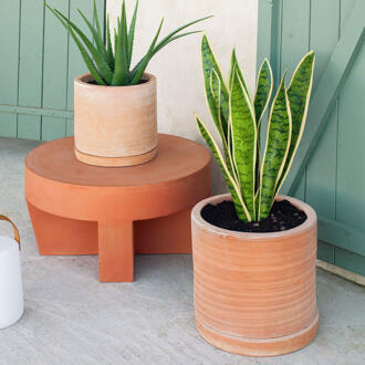 Kave Home Karlina Terracotta Bloempotten - Set van 2 Bruin