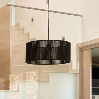 Kave Home Lampenkap 'Cantia' Jute, Ø47cm, kleur zwart