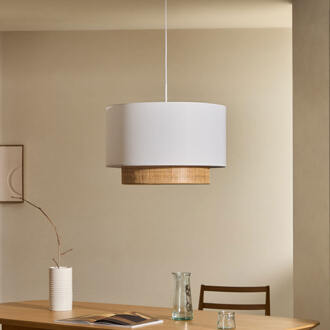 Kave Home Lampenkap 'Erna' Bamboe en stof, Ø60cm Wit - 60 cm