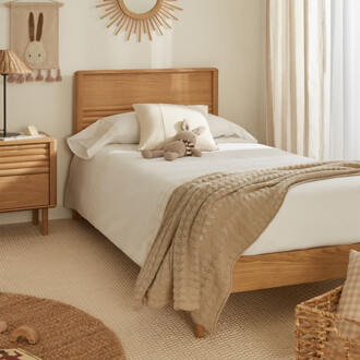 Kave Home Lenon bed in hout en eiken fineer voor 90 x 200 cm matras Bruin