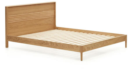Kave Home Lenon bed in hout en eikenfineer voor matras 160 x 200 cm Bruin