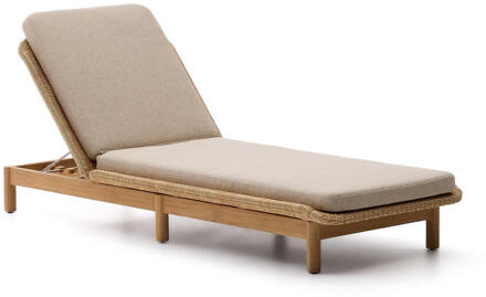 Kave Home Ligbed 'Galea' Teakhout en rattan