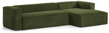 Kave Home Loungebank 'Blok' Rib, Rechts 330cm, kleur Donkergroen