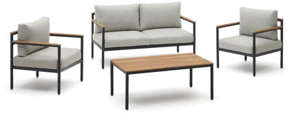 Kave Home Loungeset 'Aiguafreda' 2-zits bank, 2 fauteuils en salontafel