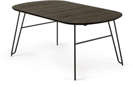 Kave Home Milian ovale uitschuifbare eettafel 170 (320) x 100 cm Bruin, Zwart