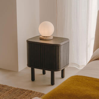 Kave Home Nachtkastje 'Mailen' Essenhout, 50 x 40cm, kleur Donkerbruin