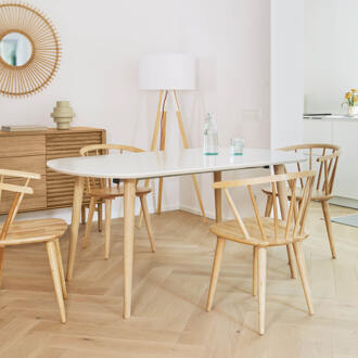 Kave Home Oqui Eettafel Uitschuifbaar - 160/260 x 100 cm - Wit