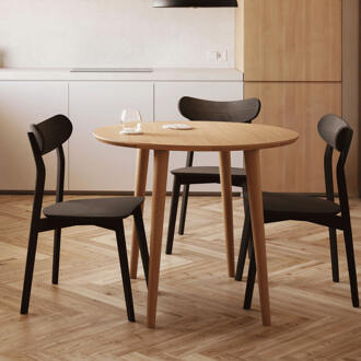 Kave Home Oqui uitschuifbare ronde tafel van MDF in eikenfineer met Bruin