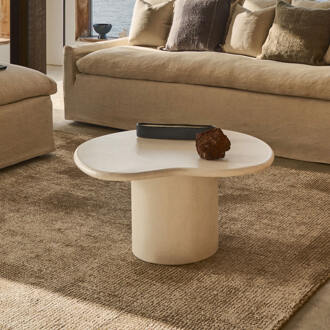 Kave Home Organische Salontafel 'Macarella' Cement, 83 x 77cm, kleur Wit