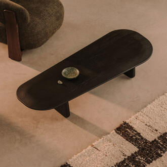 Kave Home Organische Salontafel 'Pirita' Eikenhout, 146 x 64cm, kleur Zwart - 146 cm
