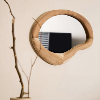 Kave Home Organische Spigel 'Selem' Mungurhout, 68 x 44cm - 68 cm