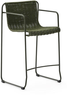 Kave Home Outdoor Barkruk 'Maurina' Touw en staal, kleur Groen (zithoogte 65cm)