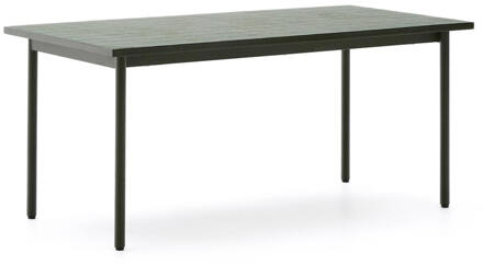 Kave Home Outdoor Eettafel 'Maurina' Cement en staal, 182 x 91cm, kleur Groen
