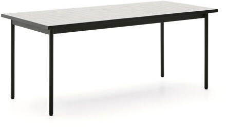 Kave Home Outdoor Eettafel 'Maurina' Cement en staal, 182 x 91cm, kleur Wit