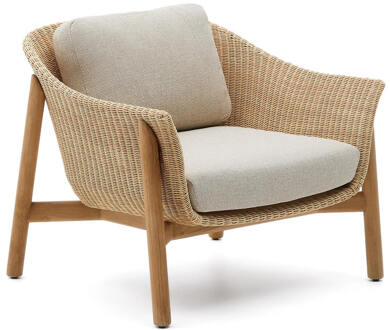 Kave Home Outdoor Fauteuil 'Galea' Teakhout en rattan