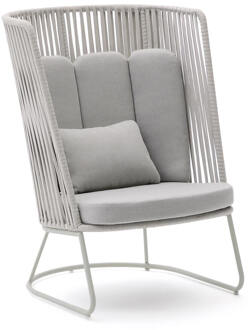 Kave Home Outdoor Fauteuil 'Saconca' Met hoge rug, Gevlochten touw, kleur Grijs