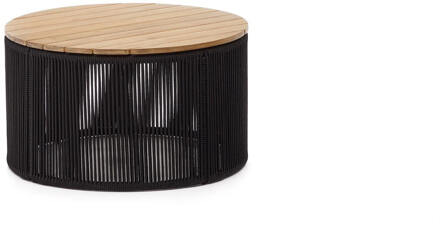 Kave Home Outdoor Salontafel 'Dandara' Acaciahout en touw, 70cm, kleur Zwart - 70 cm